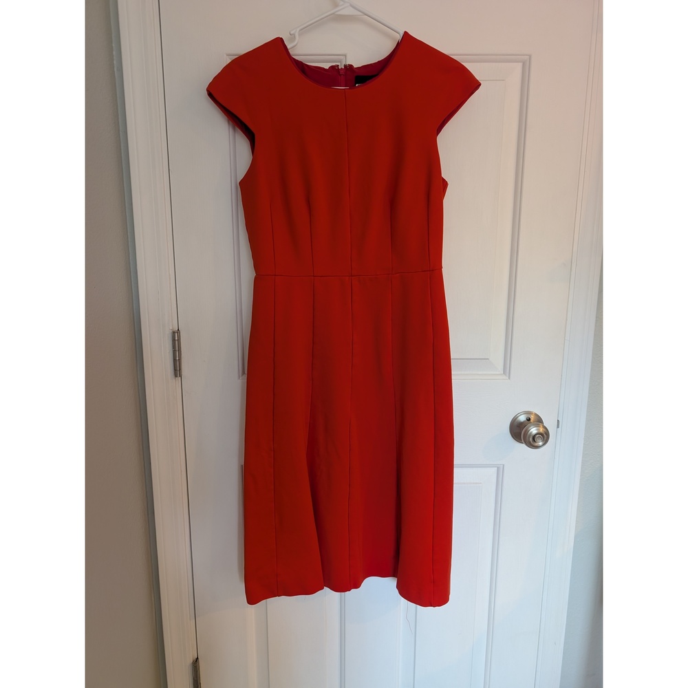 J. Crew bright red-orange fit and flare suiting dress